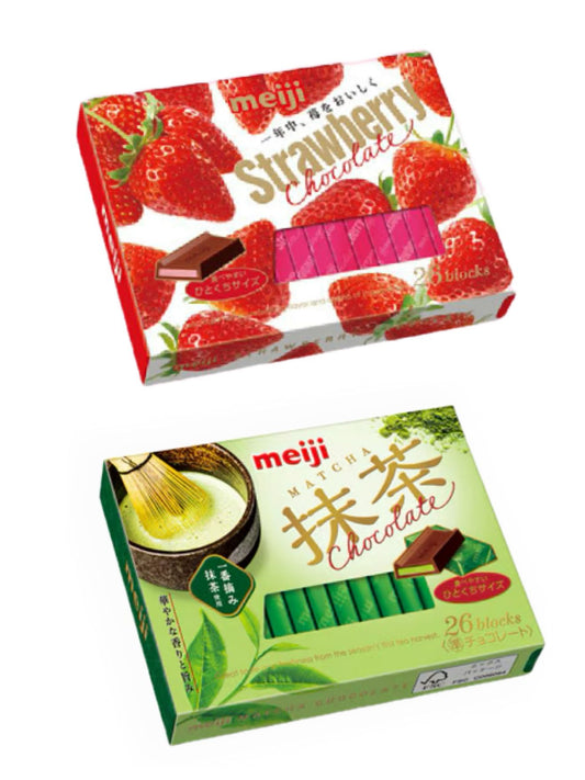 Meiji Strawberry Chocolate 明治草莓朱古力/Meiji Matcha Chocolate 明治抹茶朱古力